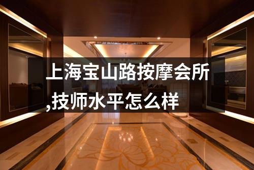 上海宝山路按摩会所,技师水平怎么样